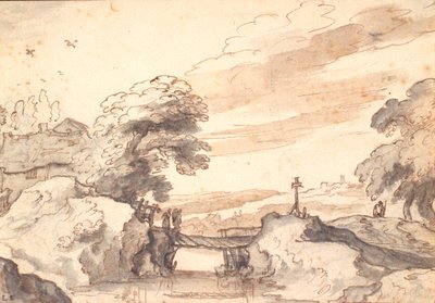 Landscape with an Old Bridge over a Stream by Pieter Dircksz van Santvoort