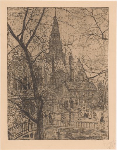 Old Church in Amsterdam by Pieter Dupont (signed by artist)