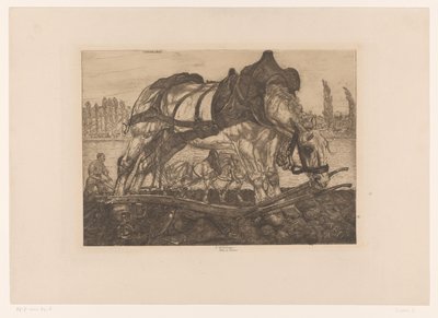 Draft Horse on the Banks of the Seine by Pieter Dupont (signed by artist)