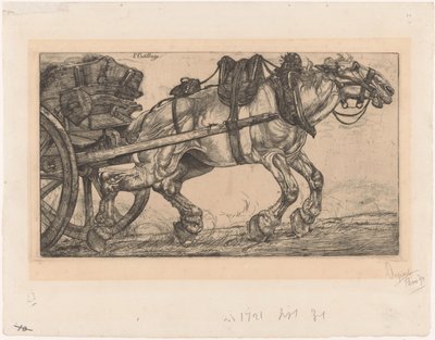 Draft Horse in Front of a Cart by Pieter Dupont (signed by artist)