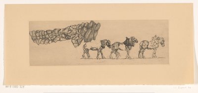 Three Draft Horses and the Load of a Hay Wagon by Pieter Dupont