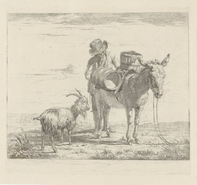 Man with a Pack Donkey and a Goat by Pieter Gerardus van Os