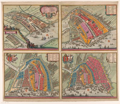 Four Maps of Amsterdam from 1400 to 1612 by Pieter Hendricksz. Schut (possibly)