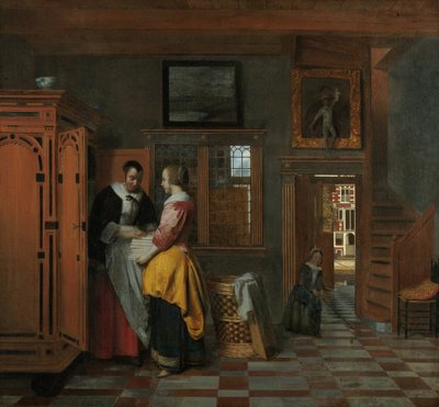 Interior with Women beside a Linen Chest by Pieter Hooch de