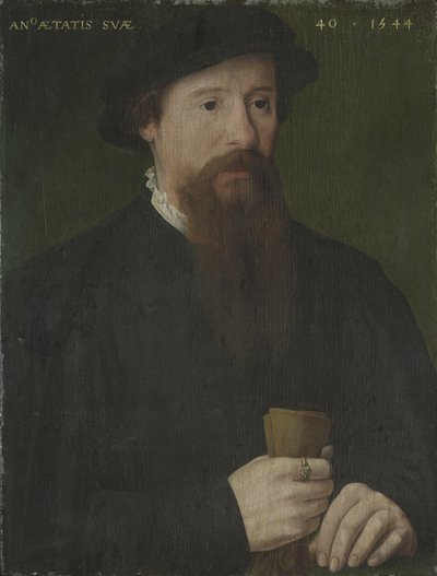 Portrait of a Man Holding His Gloves by Pieter Jansz. Pourbus