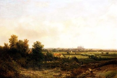 A Shepherd and his Flock near Haarlem by Pieter Lodewijk Francisco