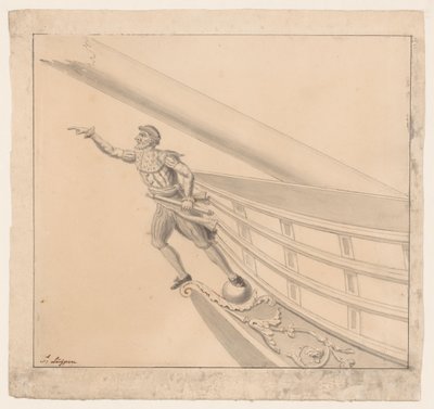 Figurehead of a Man with a Telescope by Pieter Luypen (signed by artist)