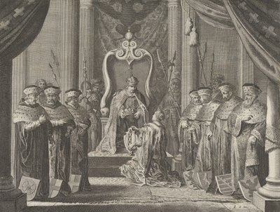 Plate 8: Emperor Maximilian II granting a crown to the coat of arms of Amsterdam by Pieter Nolpe