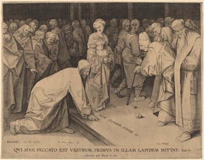 Christ and the Adulteress by Pieter Perret after Pieter Bruegel the Elder