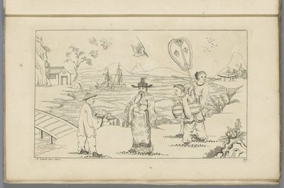 Chinese Gentleman Receiving Tea from a Servant in a Landscape by Pieter Schenk (II)