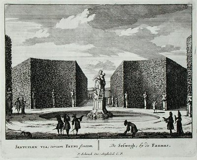 Hexagonal hedge by a faun fountain, from 