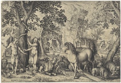Adam and Eve in Paradise by Pieter Serwouters