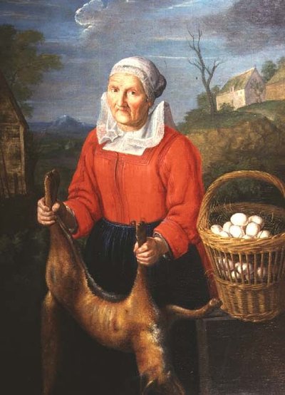 An Old Woman with a Dead Fox by Pieter Snyers