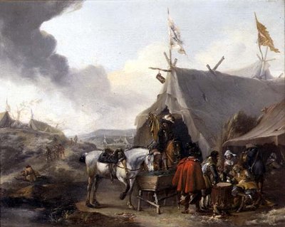 Cavalrymen at a Military Encampment by Pieter Wouwermans or Wouwerman
