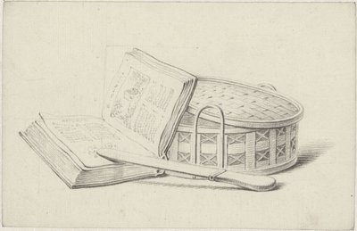 Still Life with Book, Letter Opener, and Basket by Pieter de Goeje