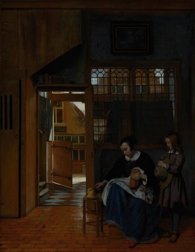 A Woman Preparing Bread and Butter for a Boy by Pieter de Hooch