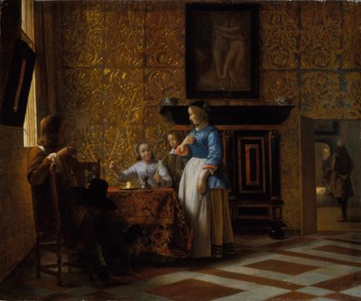 Leisure time in an elegant Setting by Pieter de Hooch