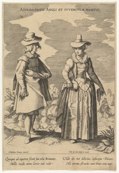Adolescentis Angli et Iuvenculae Habitus, from Fashions of Different Nations by Pieter de Jode I