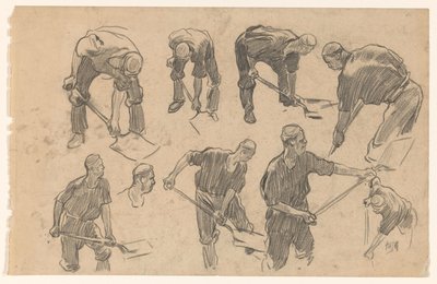 Study Sheet with Sketches of a Digging Worker by Pieter de Josselin