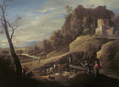 Landscape with Farmers Tending Their Animals by Pieter the Younger Mulier