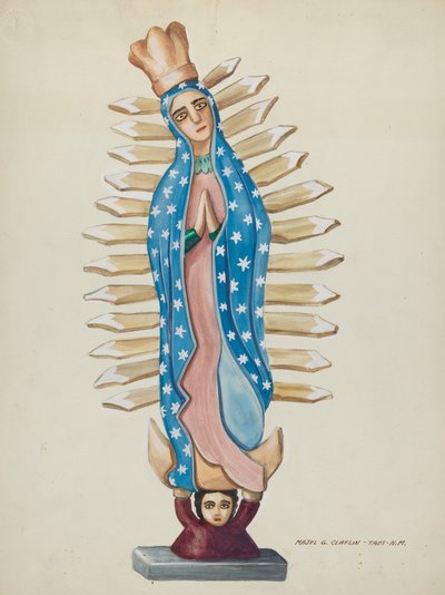 Guadalupe Wood Santo or Bulto, c.1937 by Pieter van Hanselaere