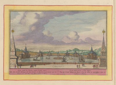 Large Pond with Ships in the Gardens of the Palacio del Buen Retiro in Madrid (Theatrum Hispaniae Series) by Pieter van den Berge