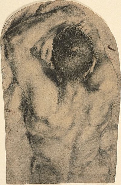 Half-Length Recumbent Male Nude Seen from the Back, c.1590 by Pietro Faccini