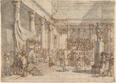 Timotheus Playing the Lyre before Alexander and Thaïs in the Hall of the Palace at Persepolis by Pietro Fancelli