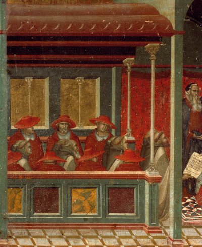 Honorius III approving Carmelite rule, detail by Pietro Lorenzetti