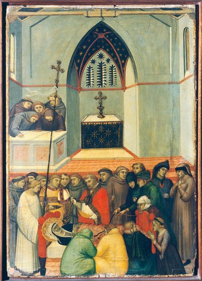 The Exhumed Body of the Blessed is Found Intact and Fresh, Tile on Altarpiece of the Blessed Humility by Pietro Lorenzetti