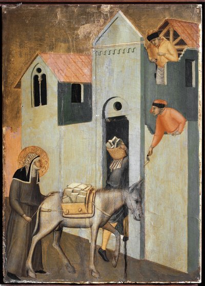 The Saint Brings Bricks to Build a New Convent in Florence (Detail) by Pietro Lorenzetti