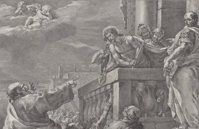 Christ on a Balcony Surrounded by Guards, Pilate Stands to the Right Gesturing, ca. 1730-39 by Pietro Monaco