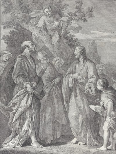 Conversion of Zacchaeus, with Christ at Right Addressing the Tax Collector, 1730-39 by Pietro Monaco