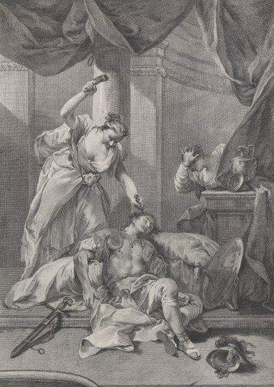Jael hammering a tent peg into the temple of the sleeping Sisera by Pietro Monaco