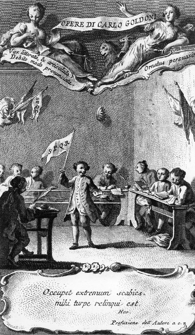 Carlo Goldoni Waves a Flag in Celebration of Passing His Year at the Jesuit School in Perugia, from 