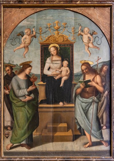 Enthroned Virgin among St. Gervase, Protasio, Paul and Peter by Pietro Perugino