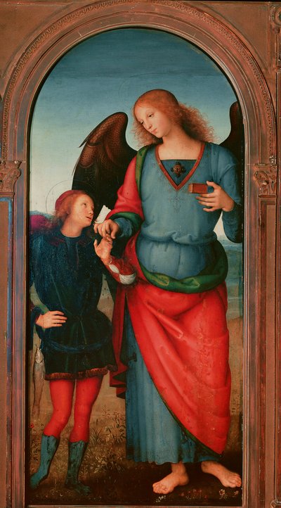 Polyptic of the Chartreuse of Pavia: Tobie and the Archangel Gabriel by Pietro Perugino