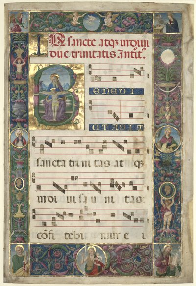 The Trinity: Leaf from a Gradual with Initial B, c. 1496-1502 by Pietro Perugino