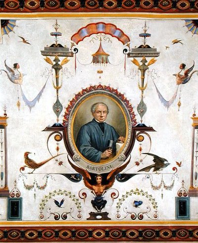 Portrait of Lorenzo Bartolini, detail from the ceiling of the Sala del Sindaco by Pietro Pezzati
