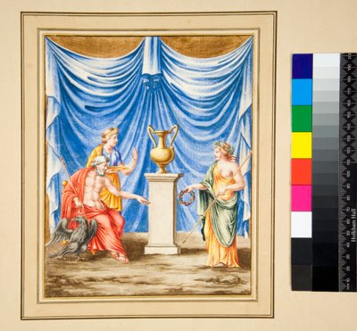 Jupiter sitting to the left with an Eagle and a Female Figure by Pietro Santi Bartoli