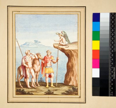 Two Figures and a Sphinx by Pietro Santi Bartoli
