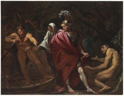 Aeneas and the Cumaean Sibyl Presenting the Golden Bough to Charon by Pietro Testa