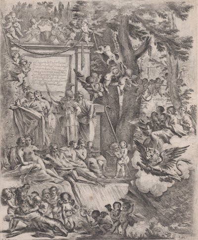 An allegory in honor of the arrival of Cardinal Franciotti as Bishop of Lucca by Pietro Testa
