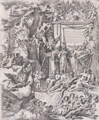 An allegory in honor of the arrival of Cardinal Franciotti as Bishop of Lucca by Pietro Testa