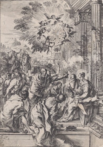 The Adoration of the Magi, set before an architectural colonnade by Pietro Testa