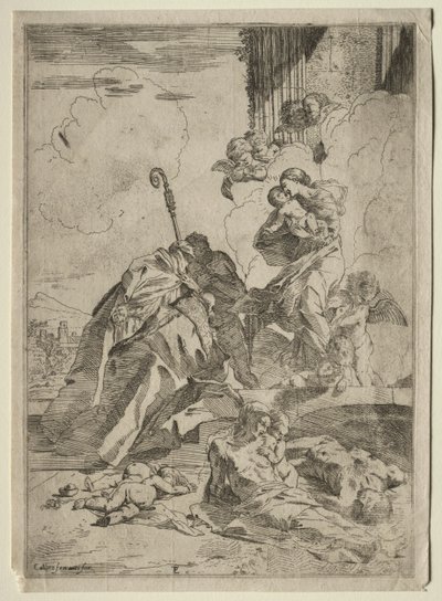 Three Lucchese Saints Interceding with the Virgin for the Victims of the Plague by Pietro Testa
