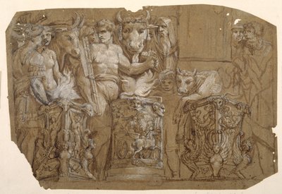 Antique sacrifice and the marriage of Perseus and Andromeda, after Polidoro da Caravaggio by Pietro da Cortona