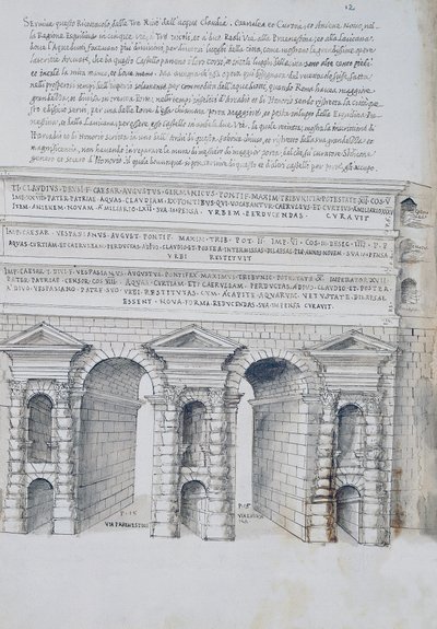 Porta Maggiore in Rome, Drawing, from Roman Antiquities, by Pirro Ligorio by Pirro Ligorio
