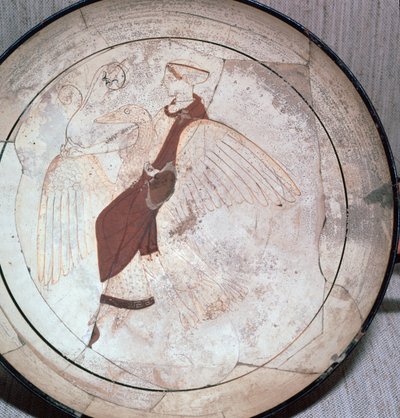 Detail of a kylix showing Aphrodite riding on a goose, 5th century BC by Pistoxenos painter