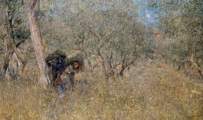 Among olive trees, fascines, by Plinio Nomellini by Plinio Nomellini